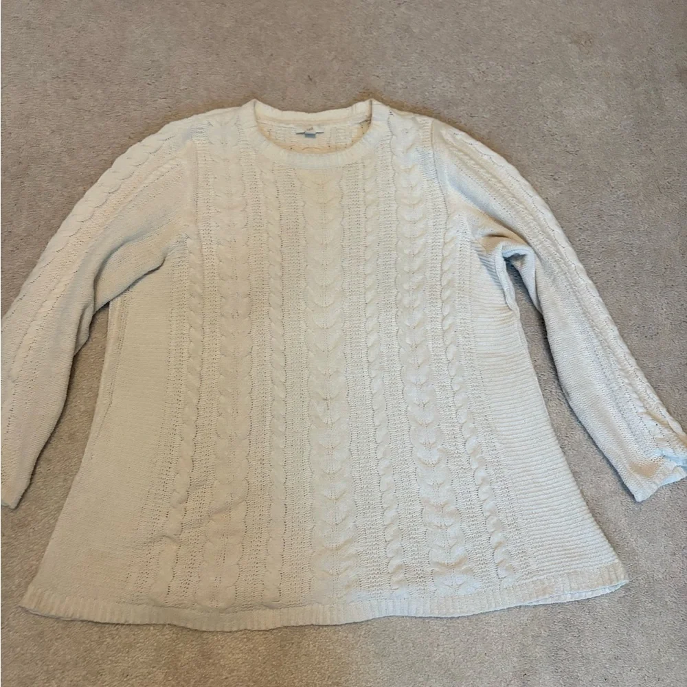 J. Jill Cream Cable Crewneck Sweater